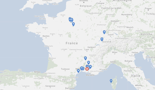 Carte des Points de vente